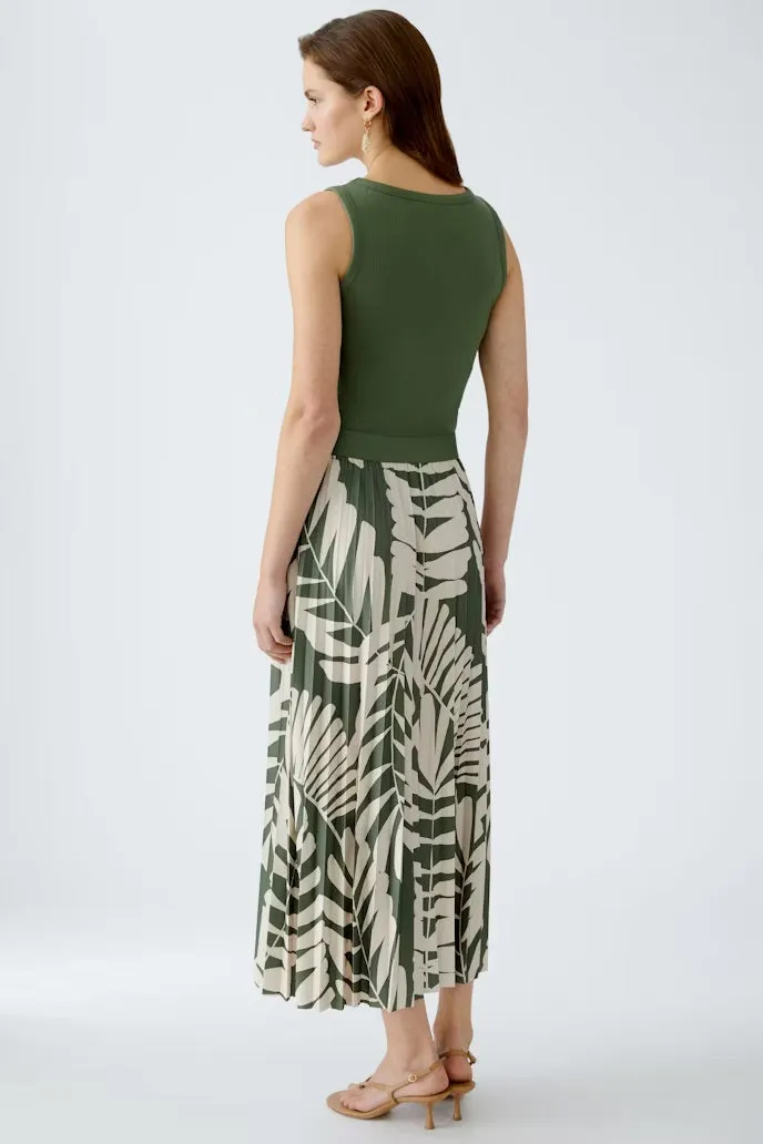 Khaki and ivory palm print skirt