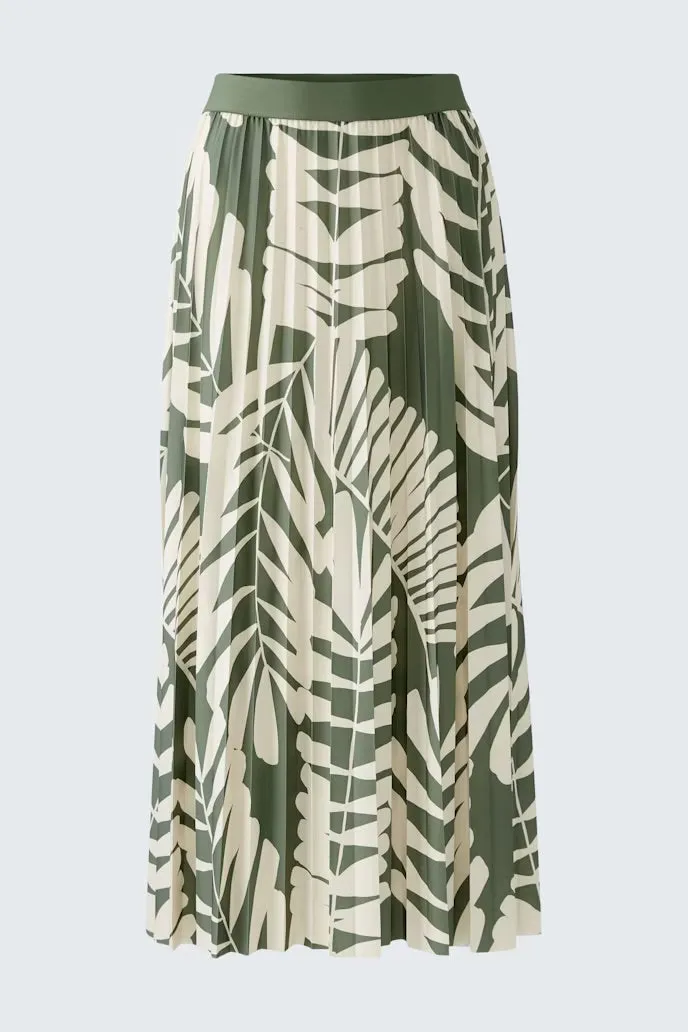 Khaki and ivory palm print skirt