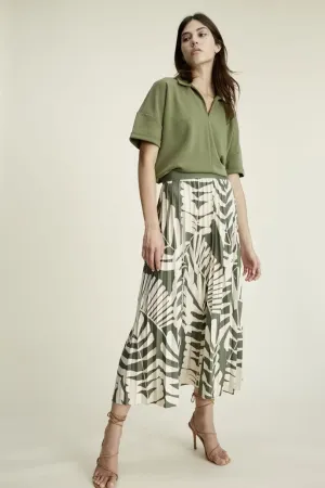 Khaki and ivory palm print skirt