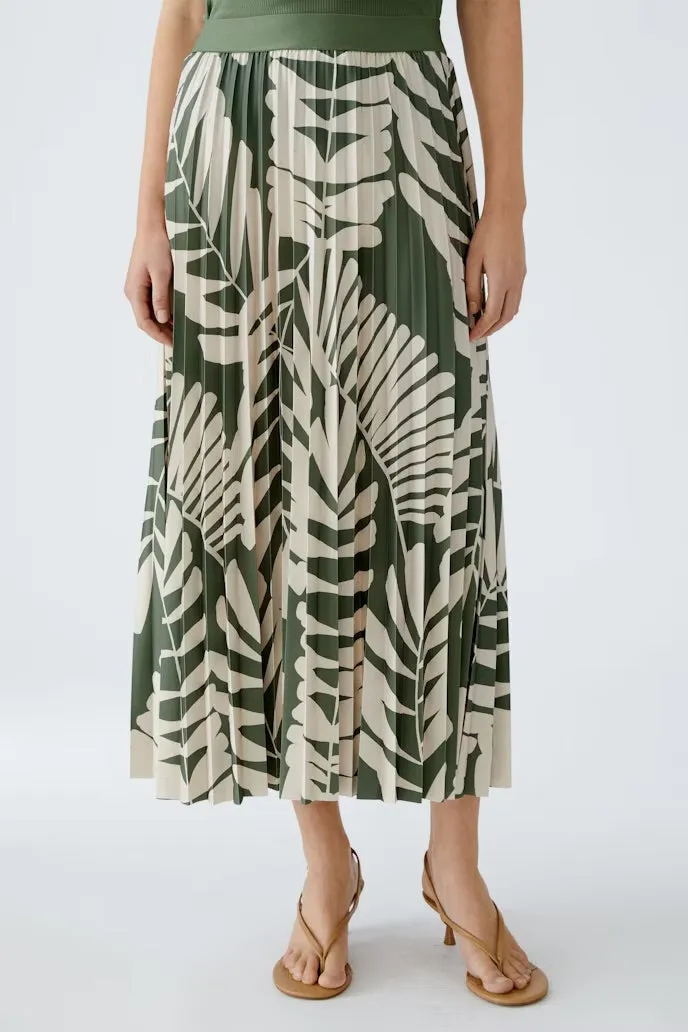 Khaki and ivory palm print skirt
