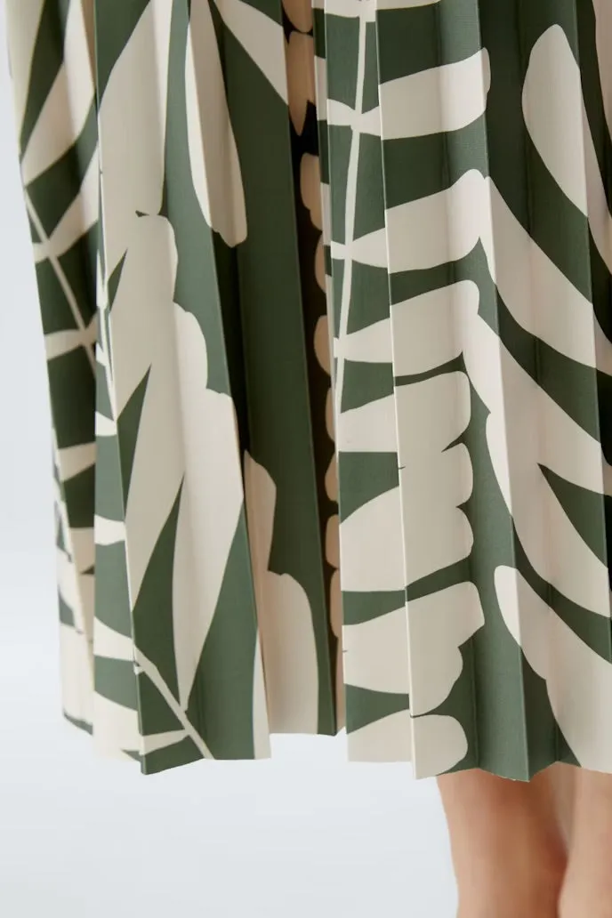 Khaki and ivory palm print skirt
