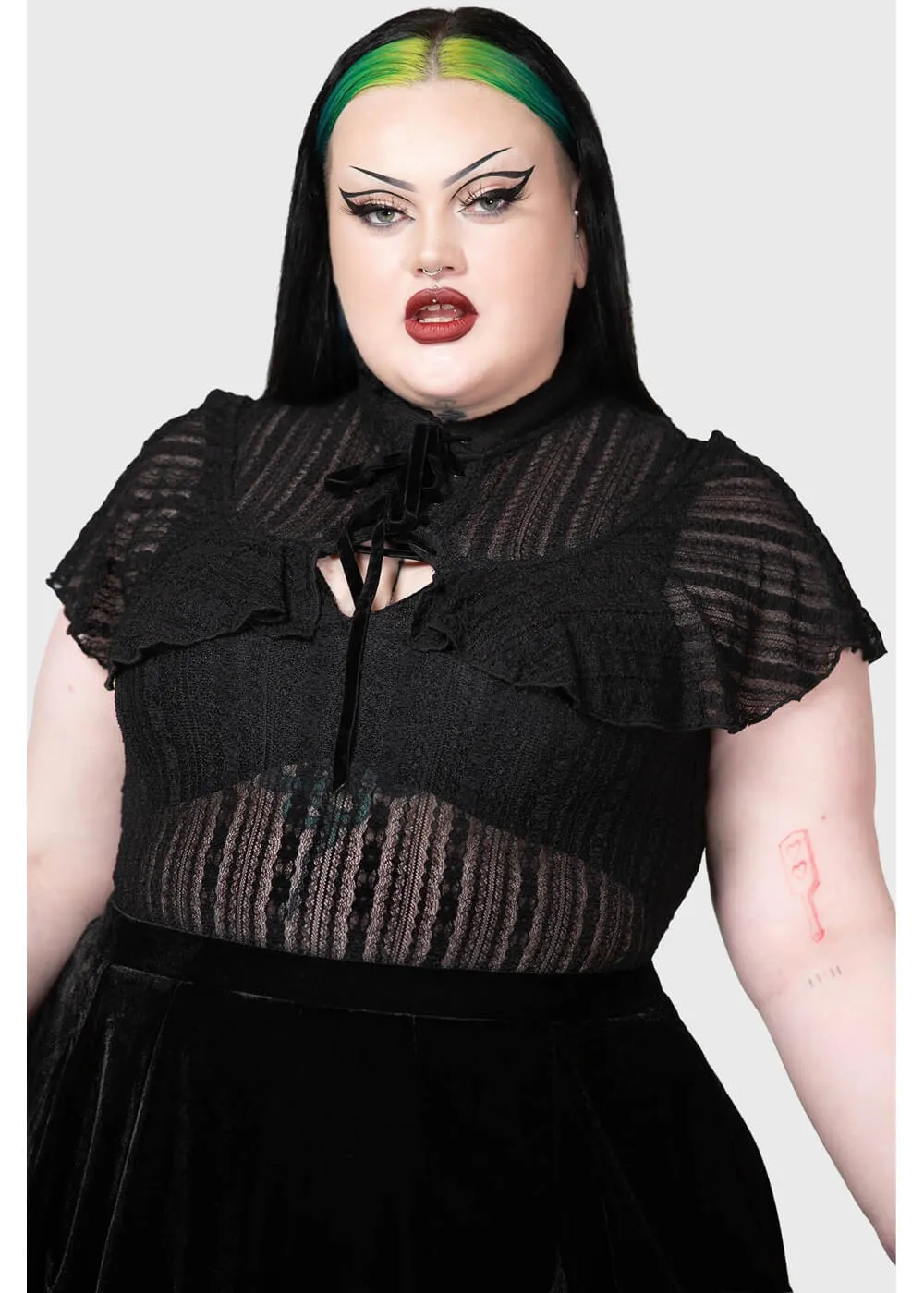 Killstar Atala's Night Lace Top Zwart