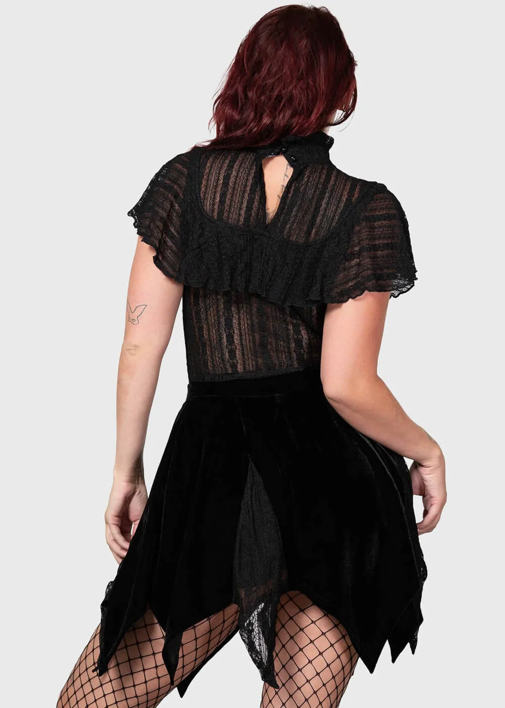 Killstar Atala's Night Lace Top Zwart