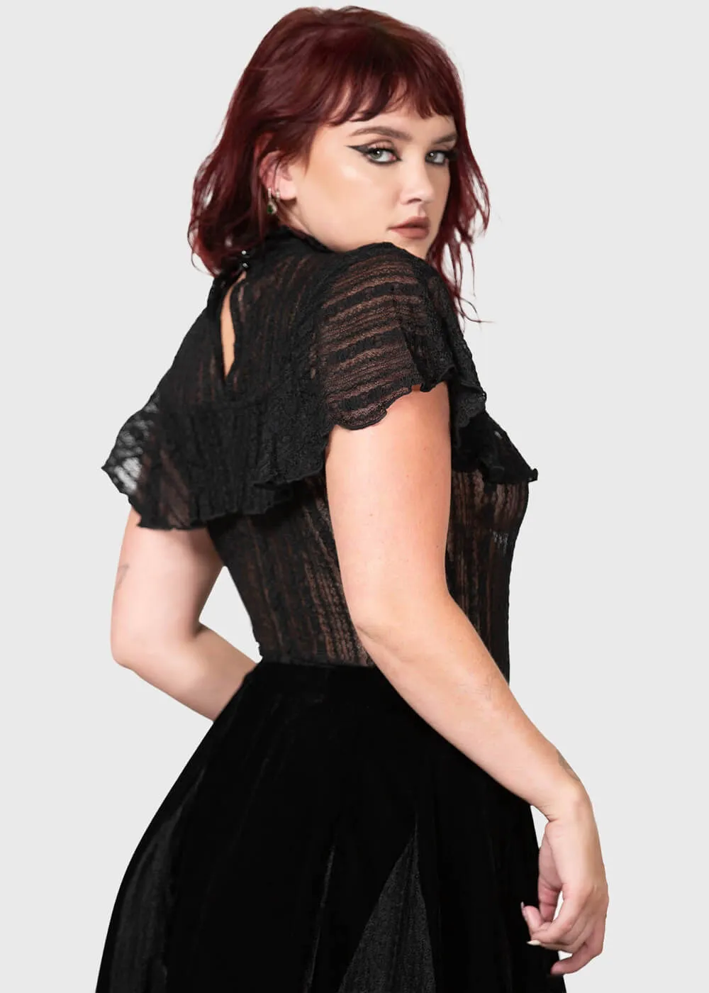 Killstar Atala's Night Lace Top Zwart
