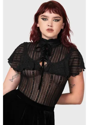 Killstar Atala's Night Lace Top Zwart