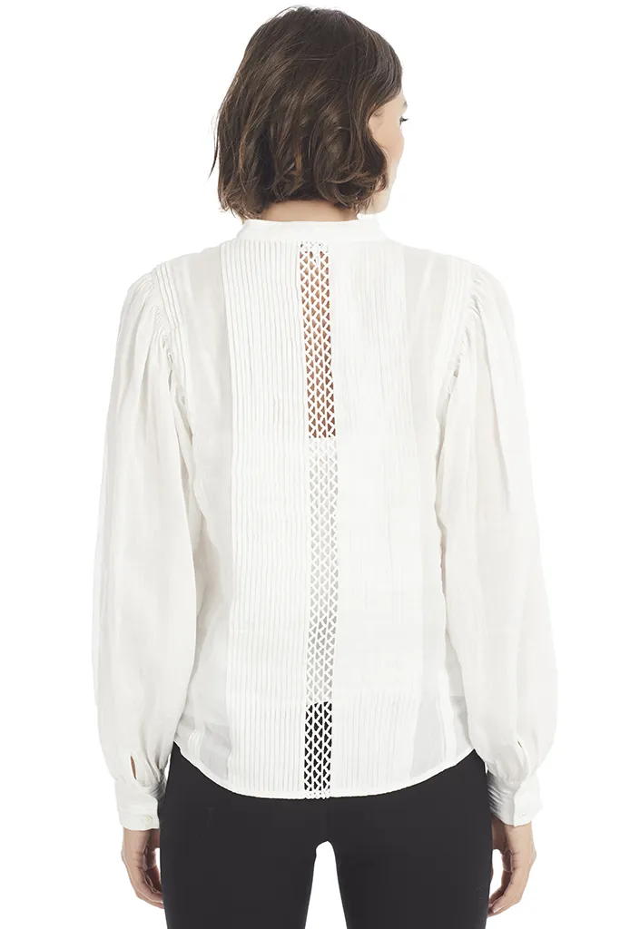 Lace Button Front Top (Blanc)