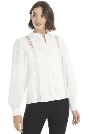 Lace Button Front Top (Blanc)