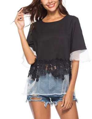 Lace Large Size Ladies T-shirt
