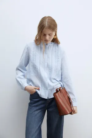 Lace plumetis shirt - Light Blue