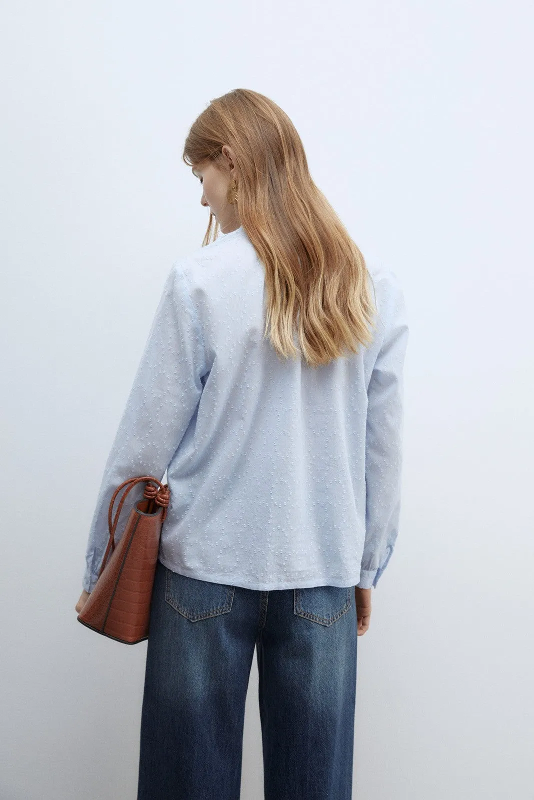 Lace plumetis shirt - Light Blue