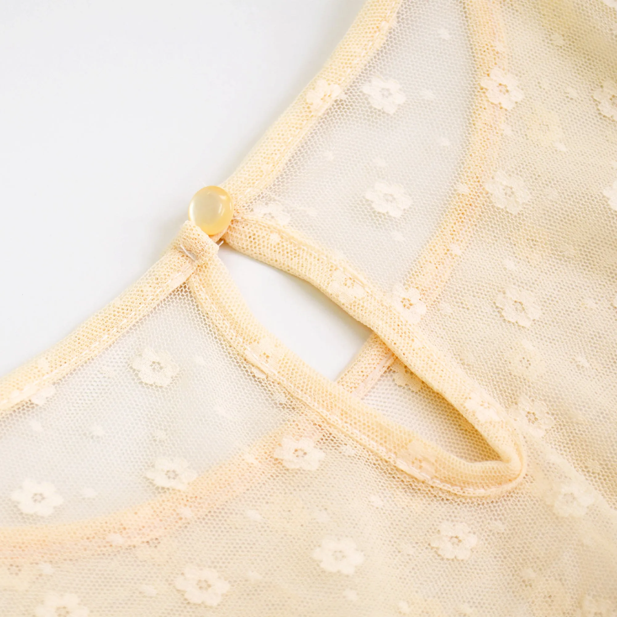 Lace See-through Cute Ruched Flower Blouse