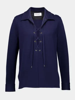 Lace-Up Wool Top