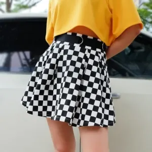 Lack and White Plaid Skirt KF30247