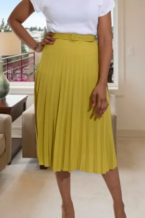 Ladies Lime Pleated Skirt