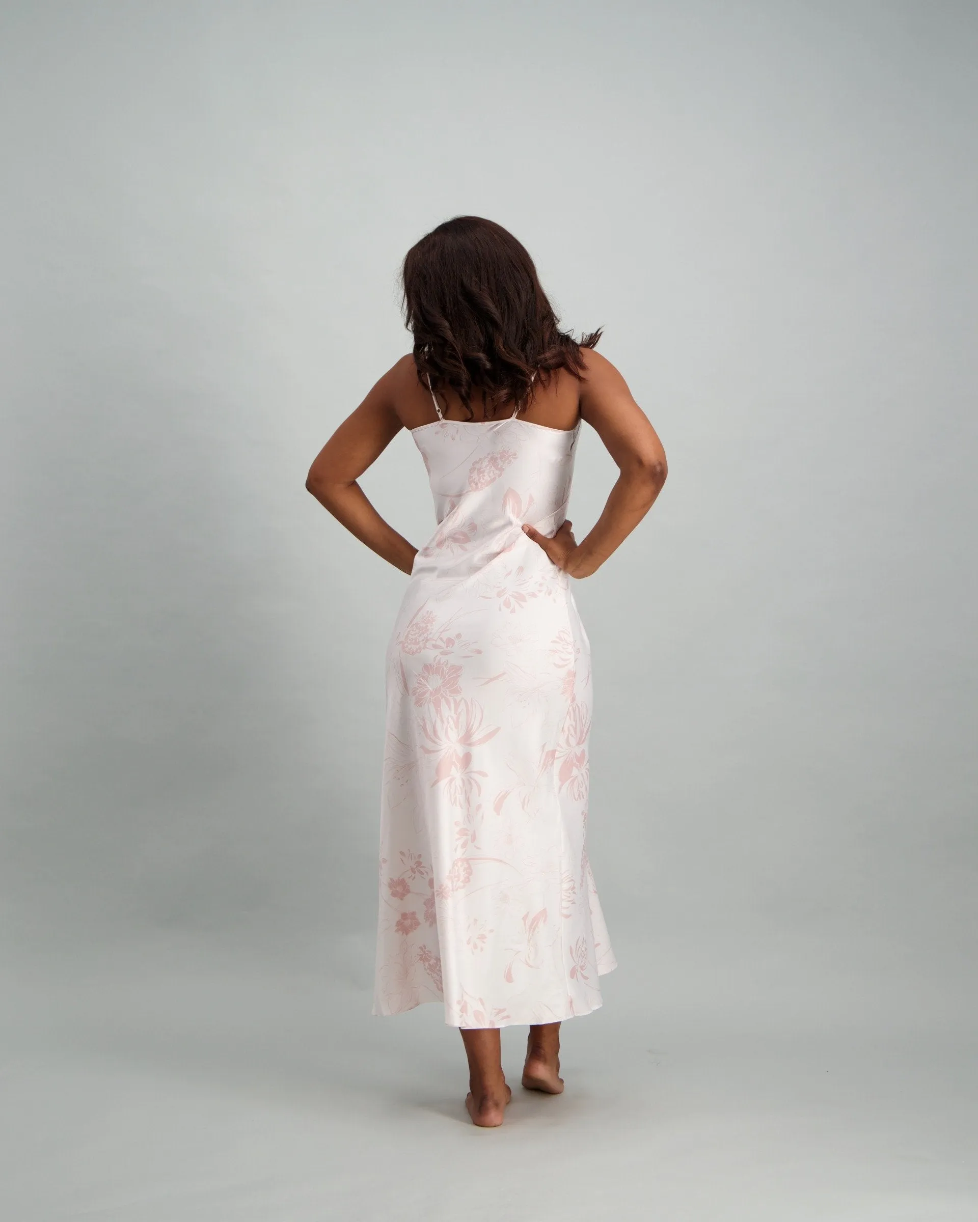 Ladies Printed Midi Chemise - White
