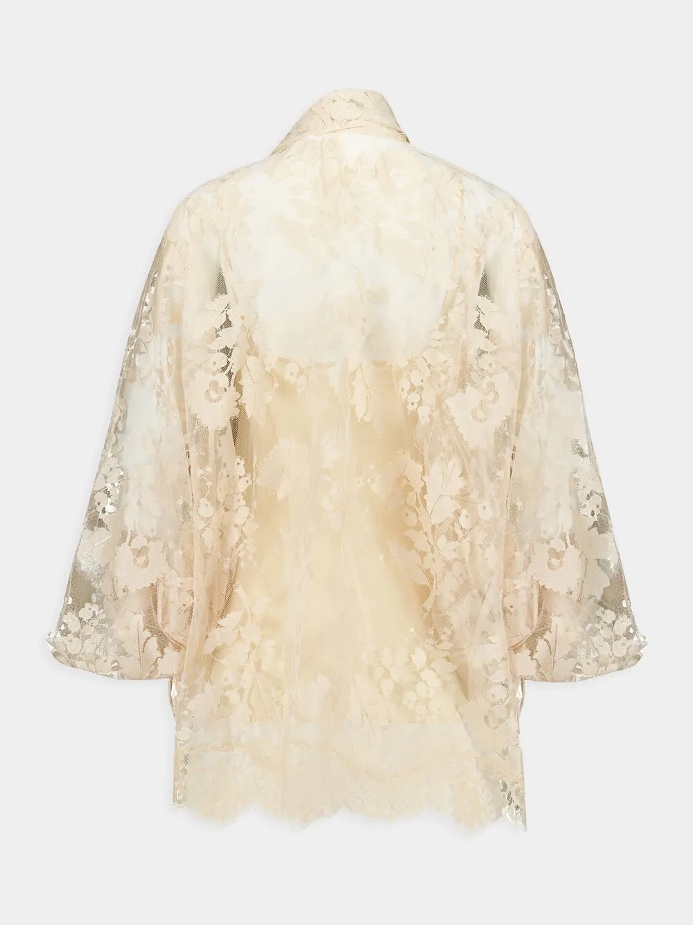 Light Tea Illustration Lace Blouse