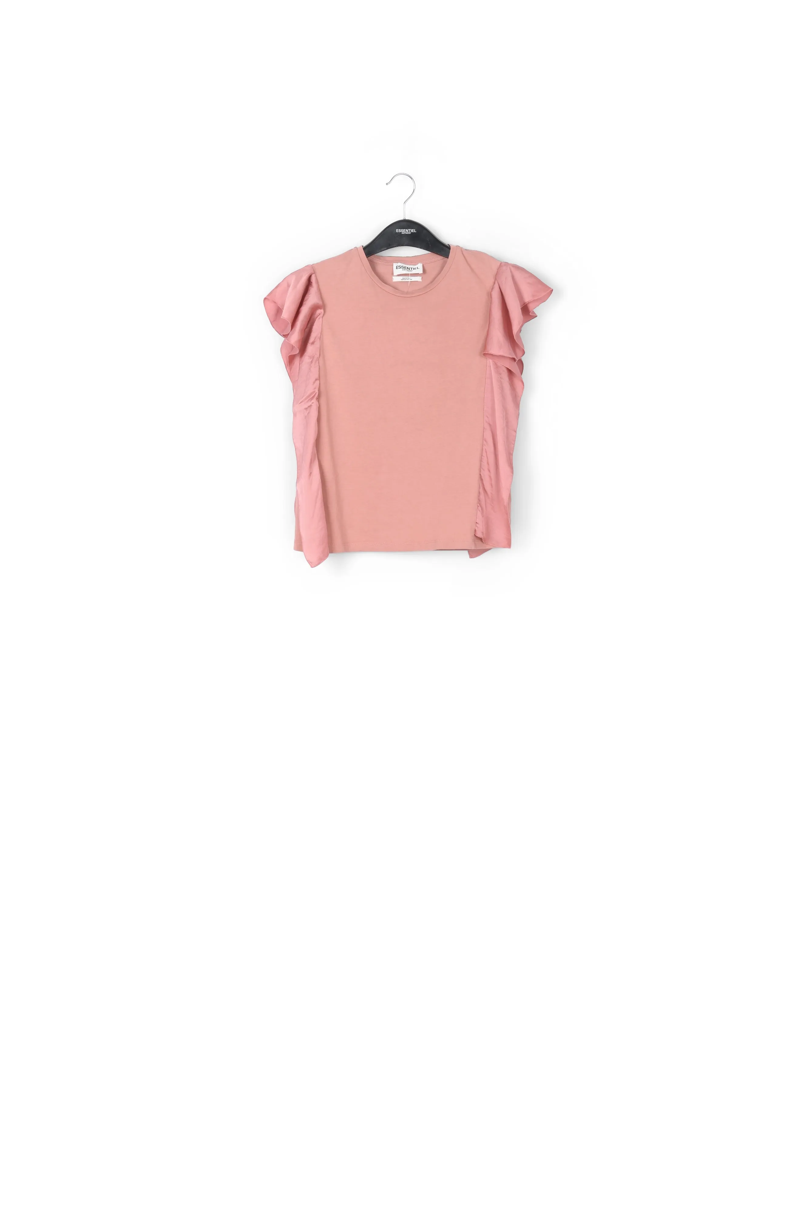 Lilac cotton-jersey t-shirt with satin sleeves