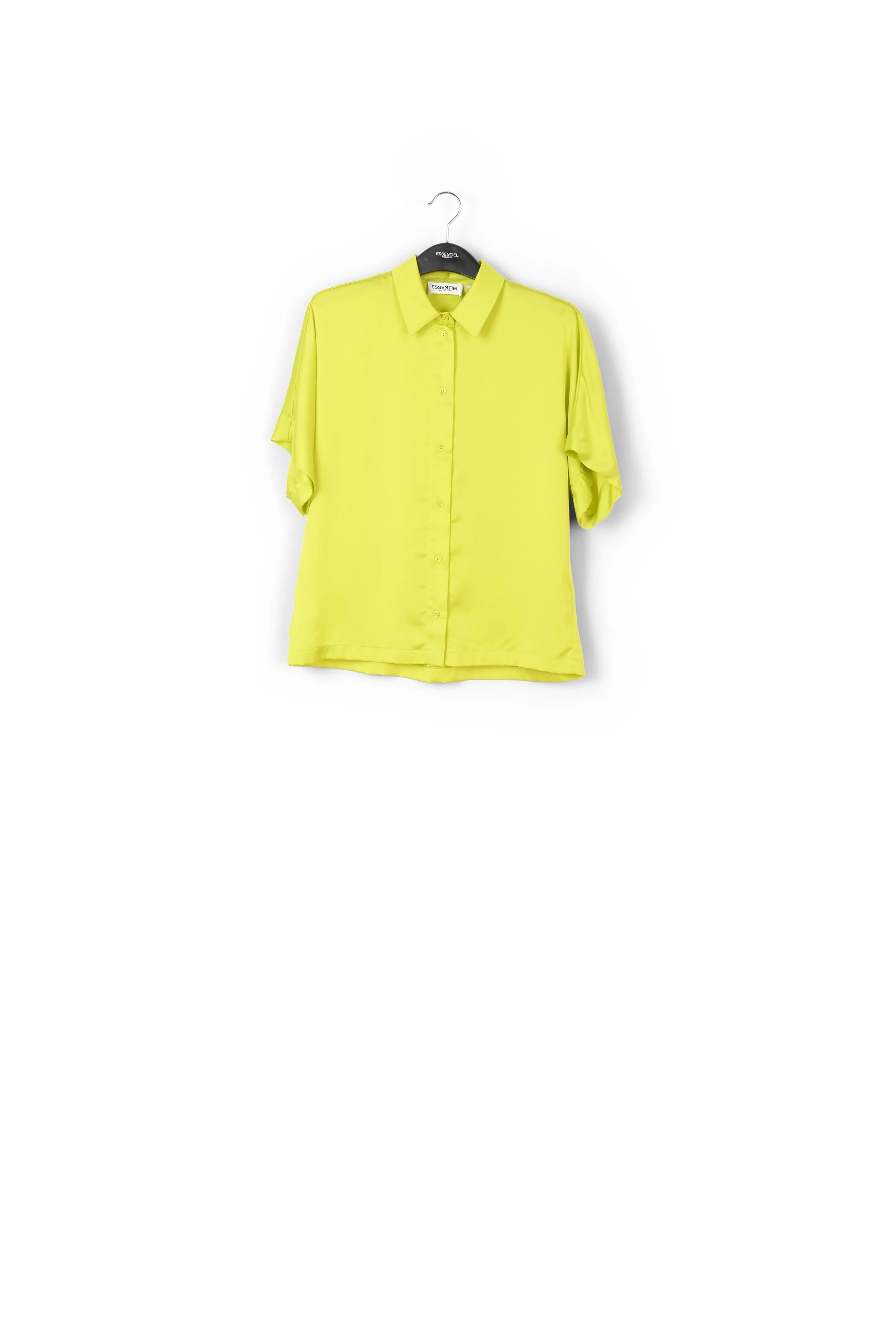 Lime green abstract-printed satin shirt