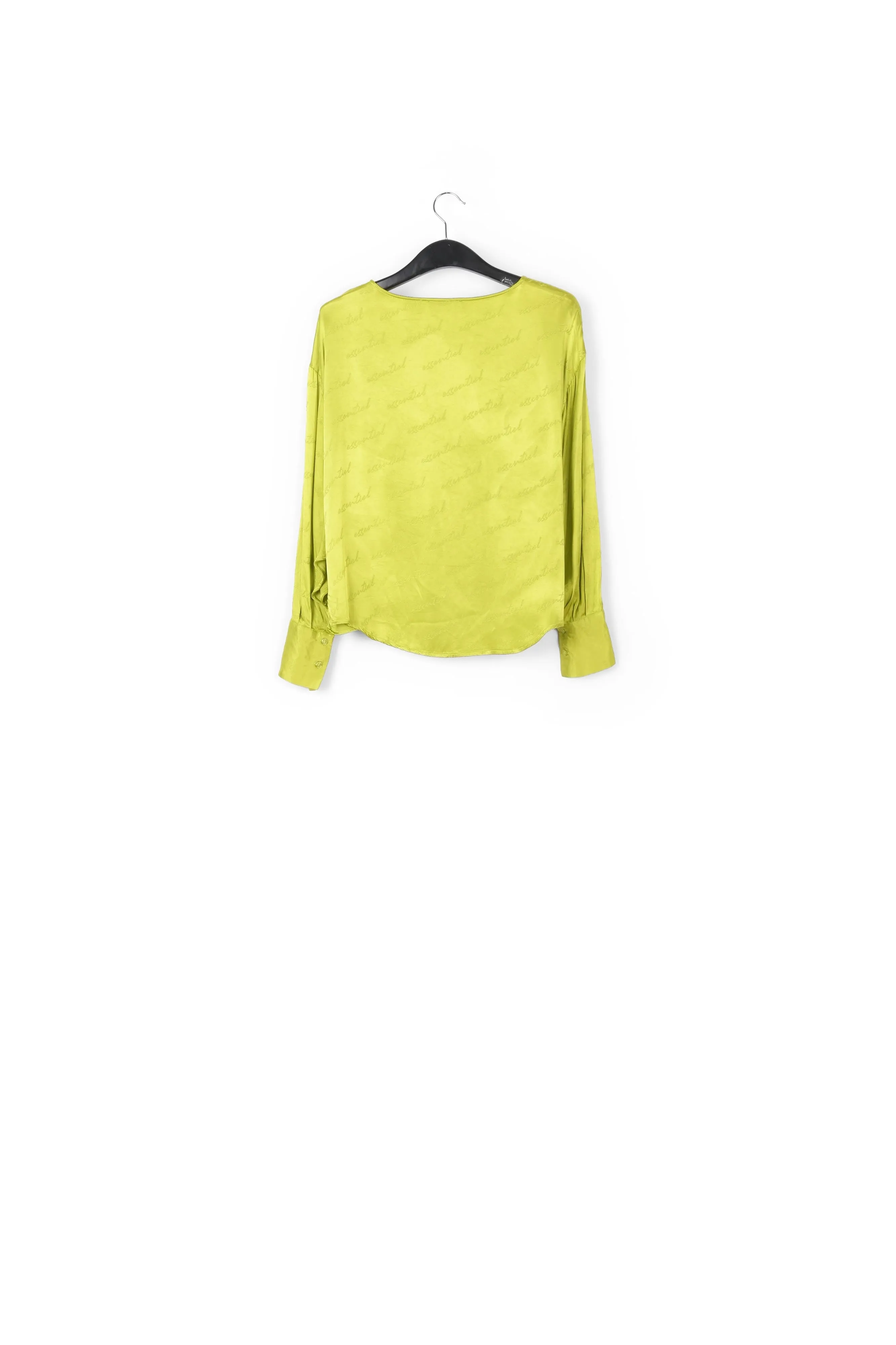 Lime green satin jacquard loose-fit top