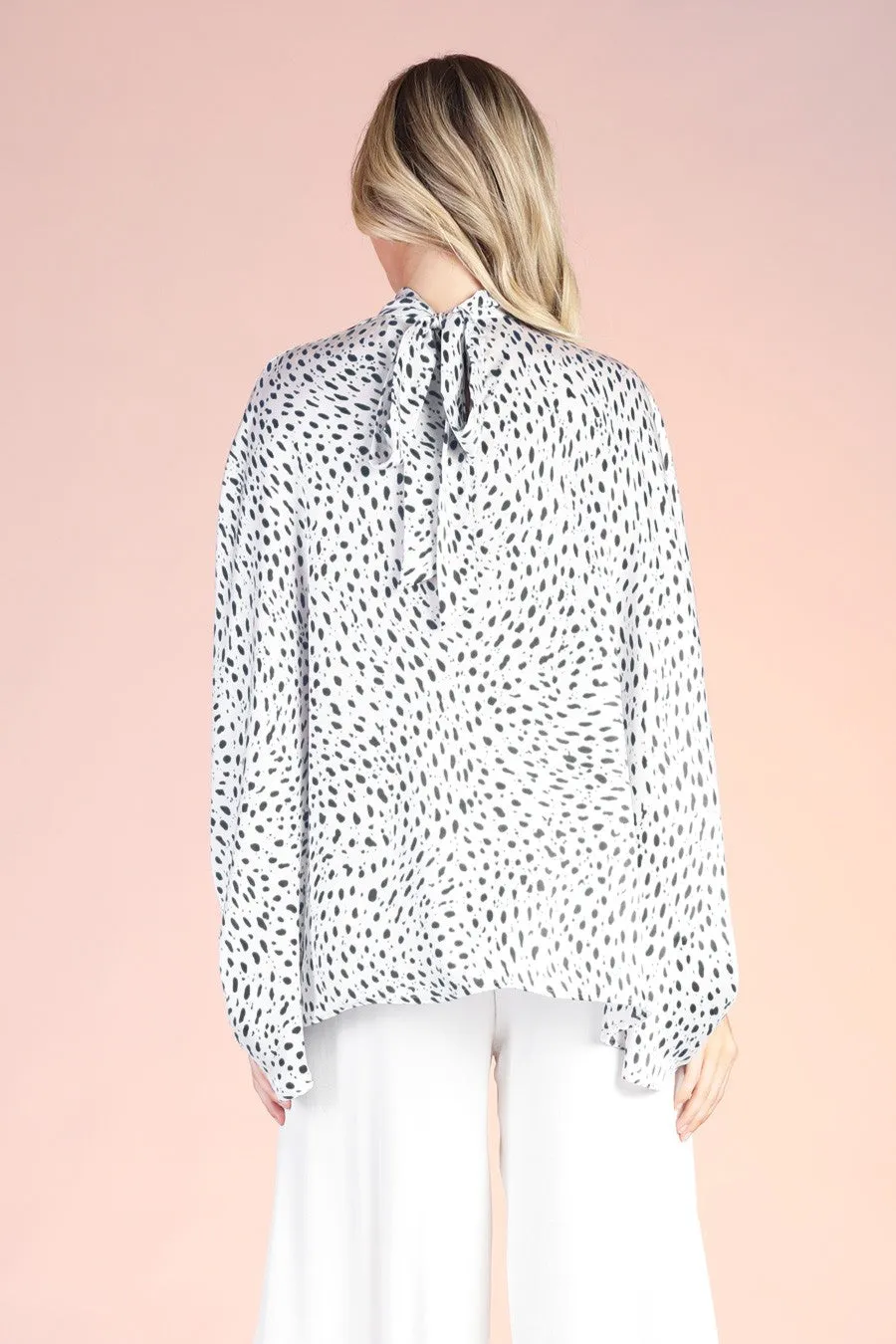 Luminous Satin Mock Neck Caftan Top