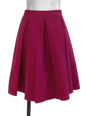 Magenta Plain Box Pleated Skirt
