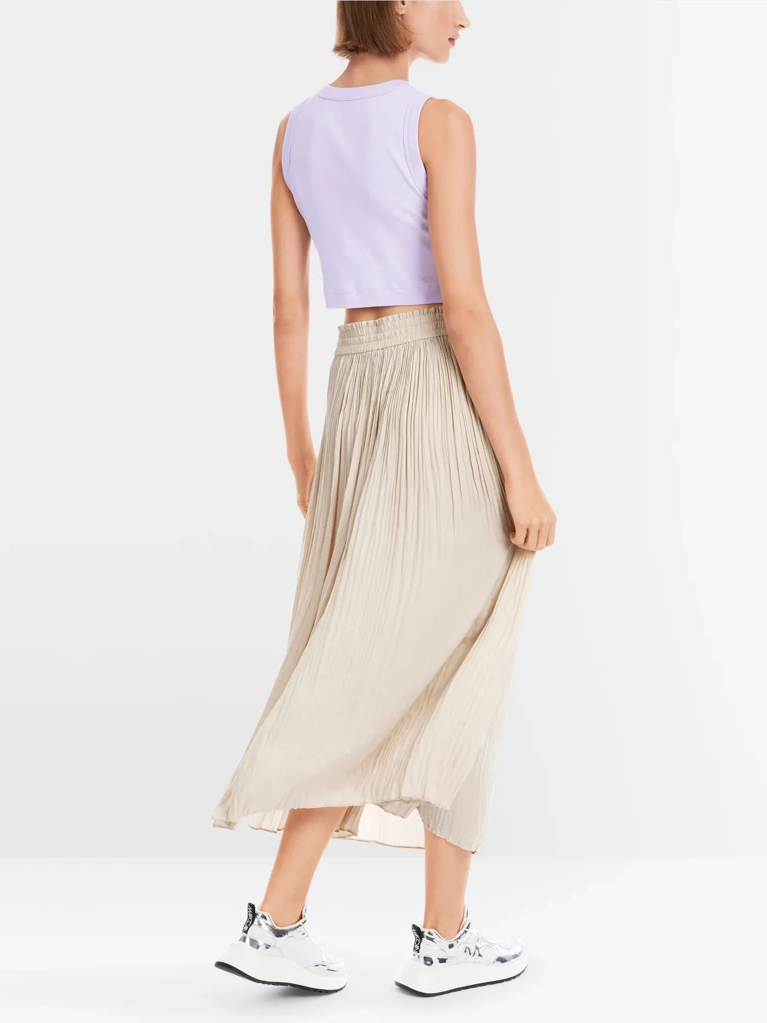 Marc Cain Soft Stone Beige Rethink Together pleated skirt