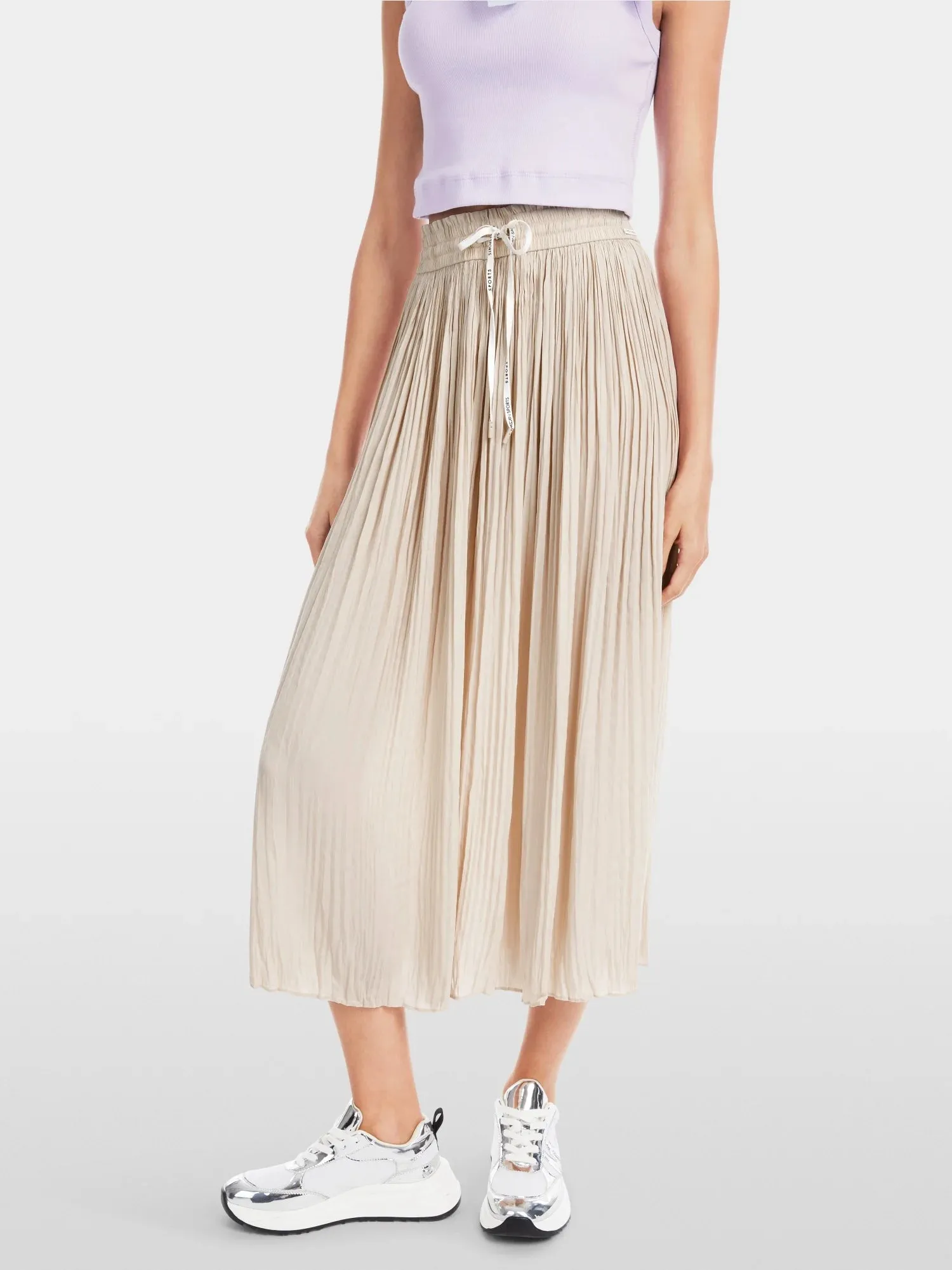 Marc Cain Soft Stone Beige Rethink Together pleated skirt