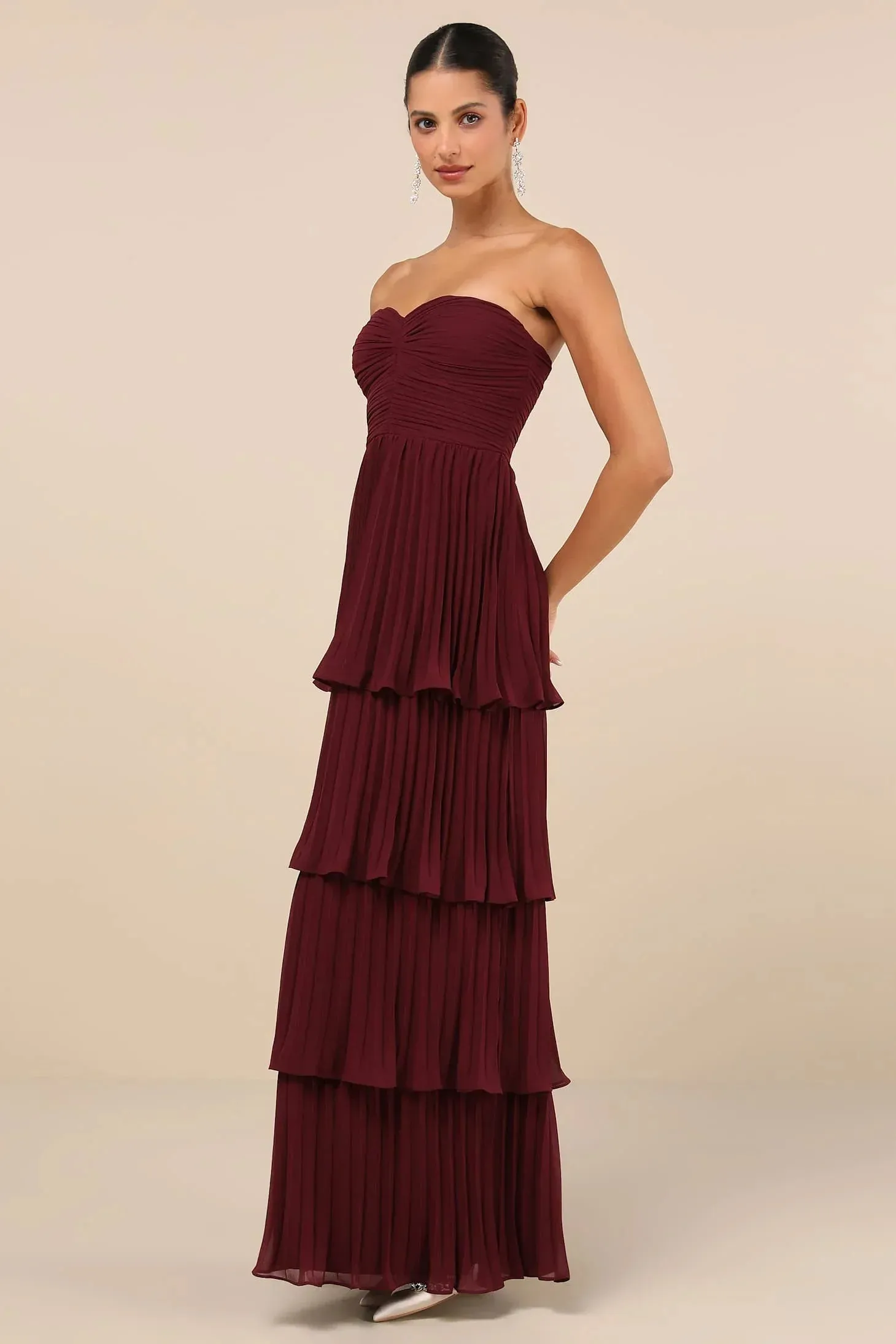 Mia | Plum Purple Strapless Tiered Maxi Dress
