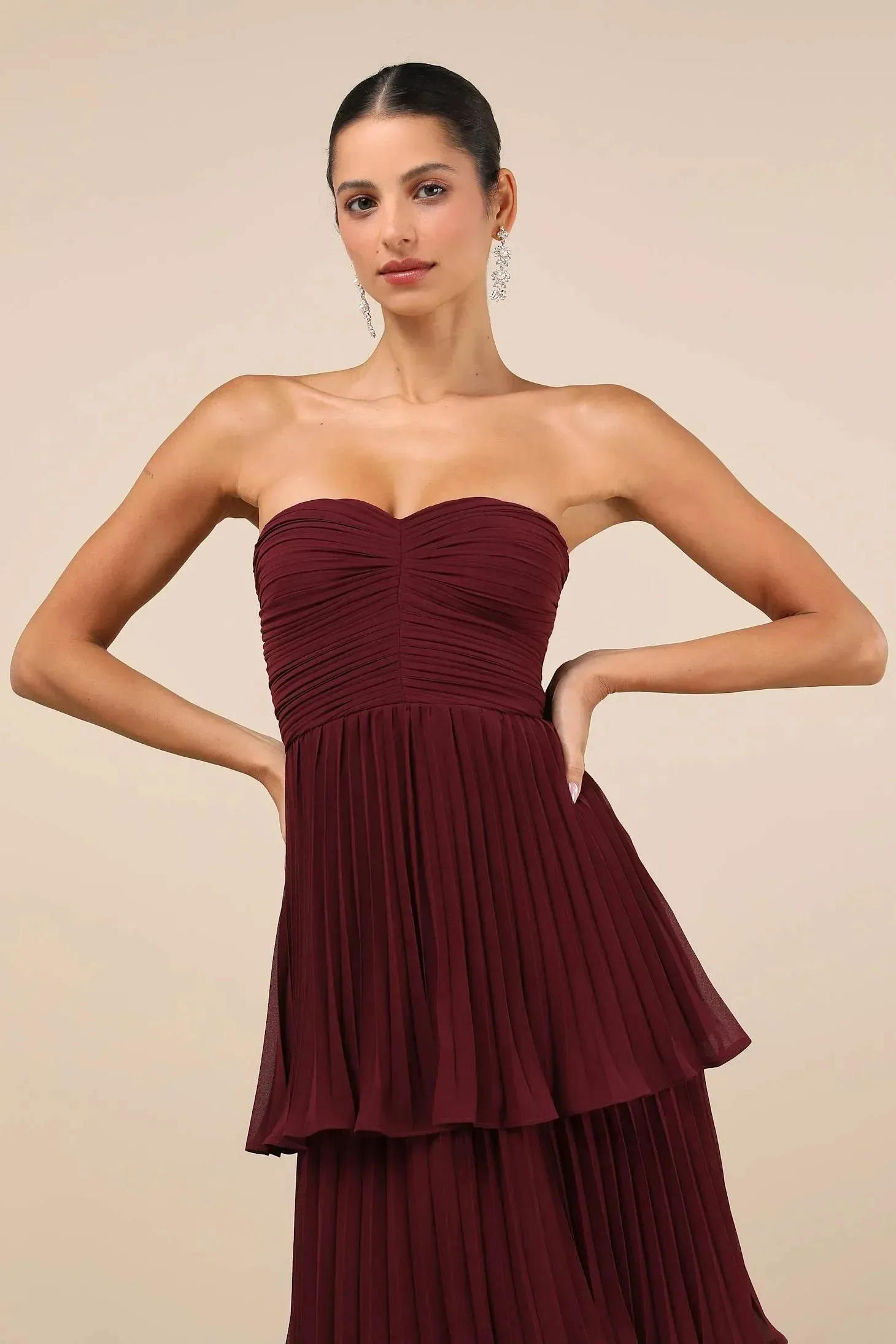 Mia | Plum Purple Strapless Tiered Maxi Dress