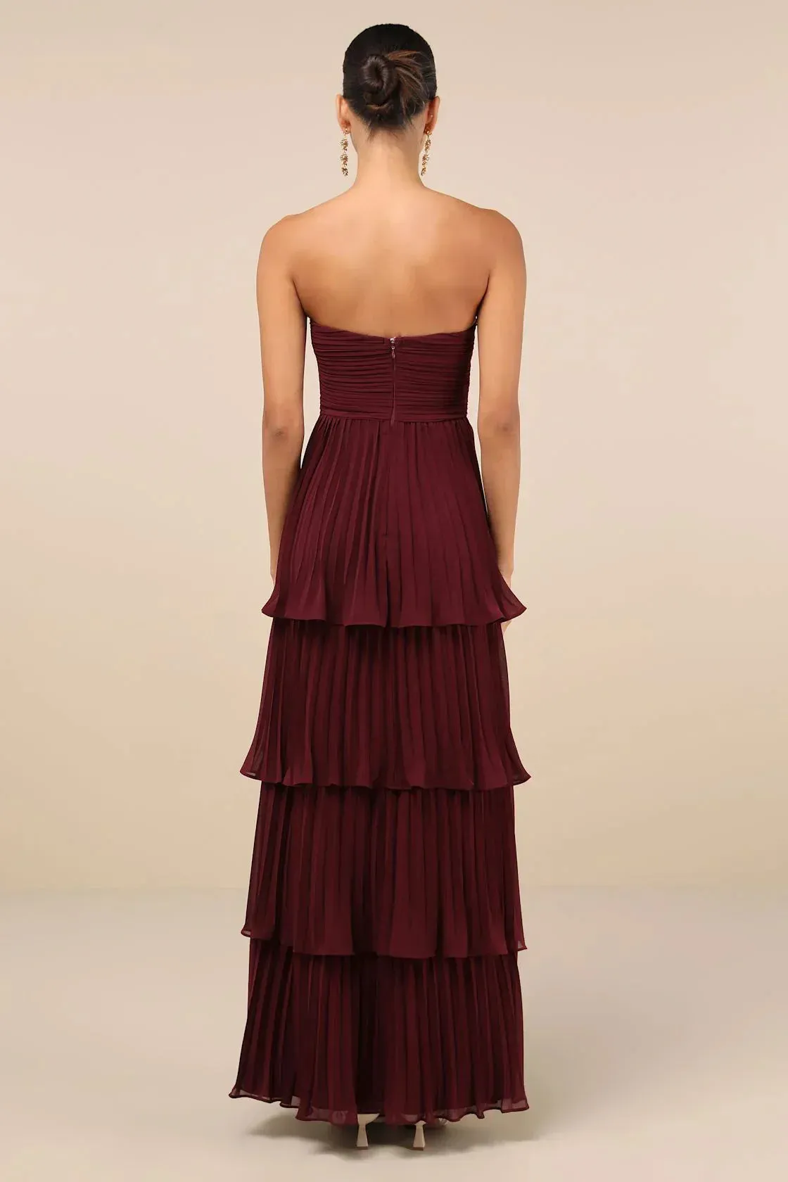 Mia | Plum Purple Strapless Tiered Maxi Dress