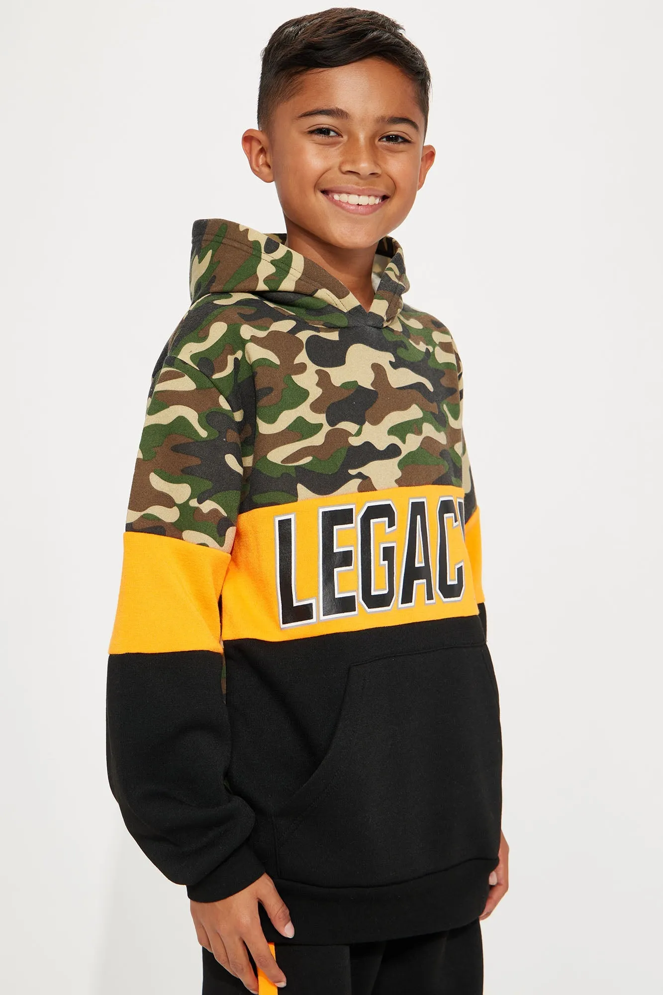 Mini Building My Legacy Fleece Jogger Set - Black/Orange