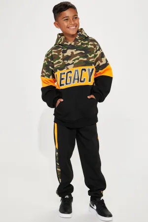 Mini Building My Legacy Fleece Jogger Set - Black/Orange