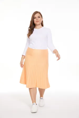 MM PURPLE LABEL - PASTEL ORANGE PLEATED (PLUS SIZE) From Mia Mod