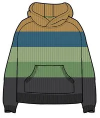Moments Oversized Organic Knitted Hoodie - Mustard Yellow Multi Stripe