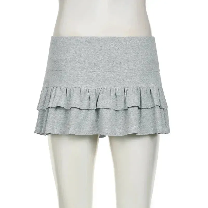 Mooyufo Sweet Solid Pleated Super Mini Skirt Preppy Atyle Sexy Slim Low-Waisted Skirts Women 2024 Summer Fashion Streetwear Lady