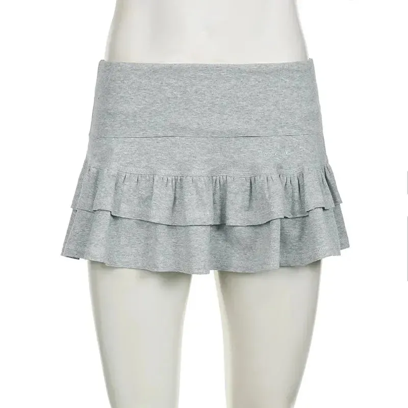 Mooyufo Sweet Solid Pleated Super Mini Skirt Preppy Atyle Sexy Slim Low-Waisted Skirts Women 2024 Summer Fashion Streetwear Lady