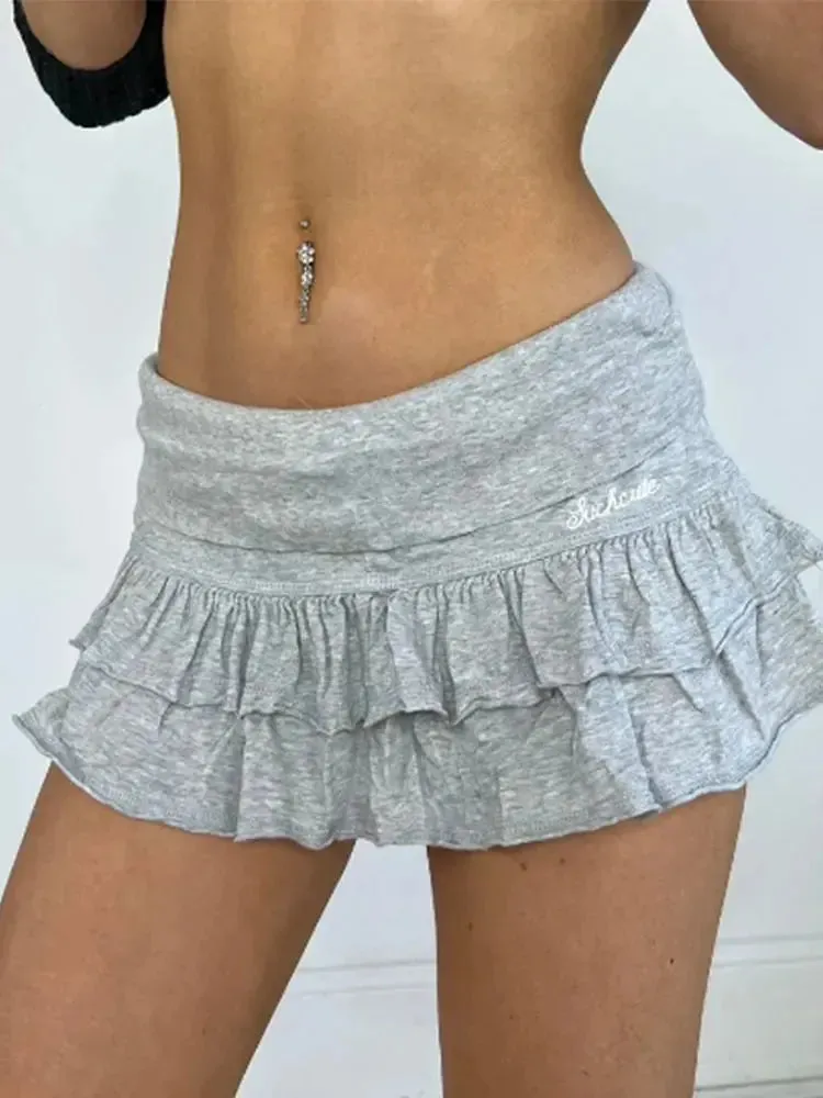 Mooyufo Sweet Solid Pleated Super Mini Skirt Preppy Atyle Sexy Slim Low-Waisted Skirts Women 2024 Summer Fashion Streetwear Lady