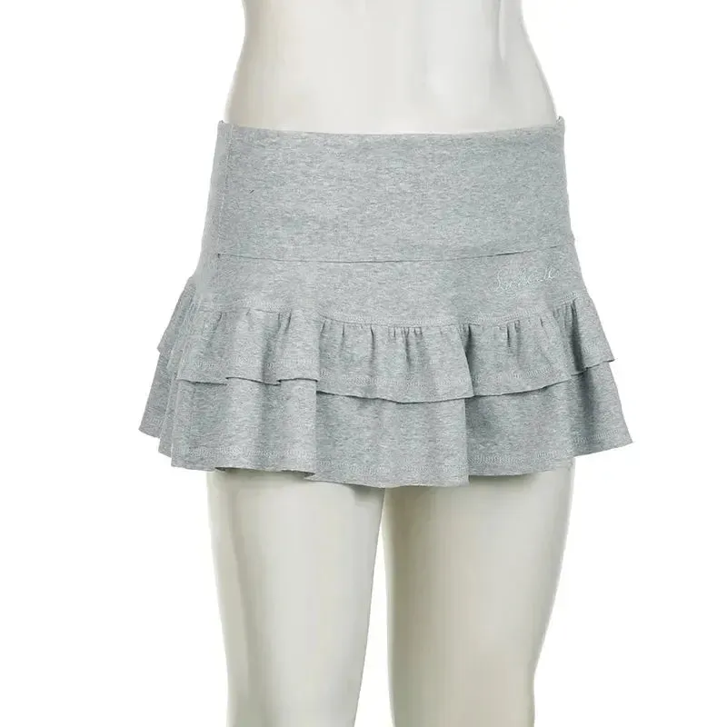 Mooyufo Sweet Solid Pleated Super Mini Skirt Preppy Atyle Sexy Slim Low-Waisted Skirts Women 2024 Summer Fashion Streetwear Lady