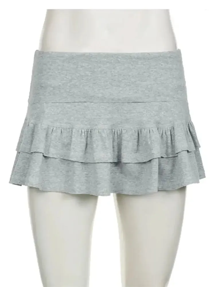 Mooyufo Sweet Solid Pleated Super Mini Skirt Preppy Atyle Sexy Slim Low-Waisted Skirts Women 2024 Summer Fashion Streetwear Lady