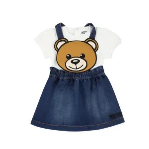 Moschino Baby - Short Sleeve Tee And Bear Overall Skirt Denim