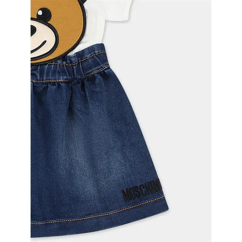 Moschino Baby - Short Sleeve Tee And Bear Overall Skirt Denim