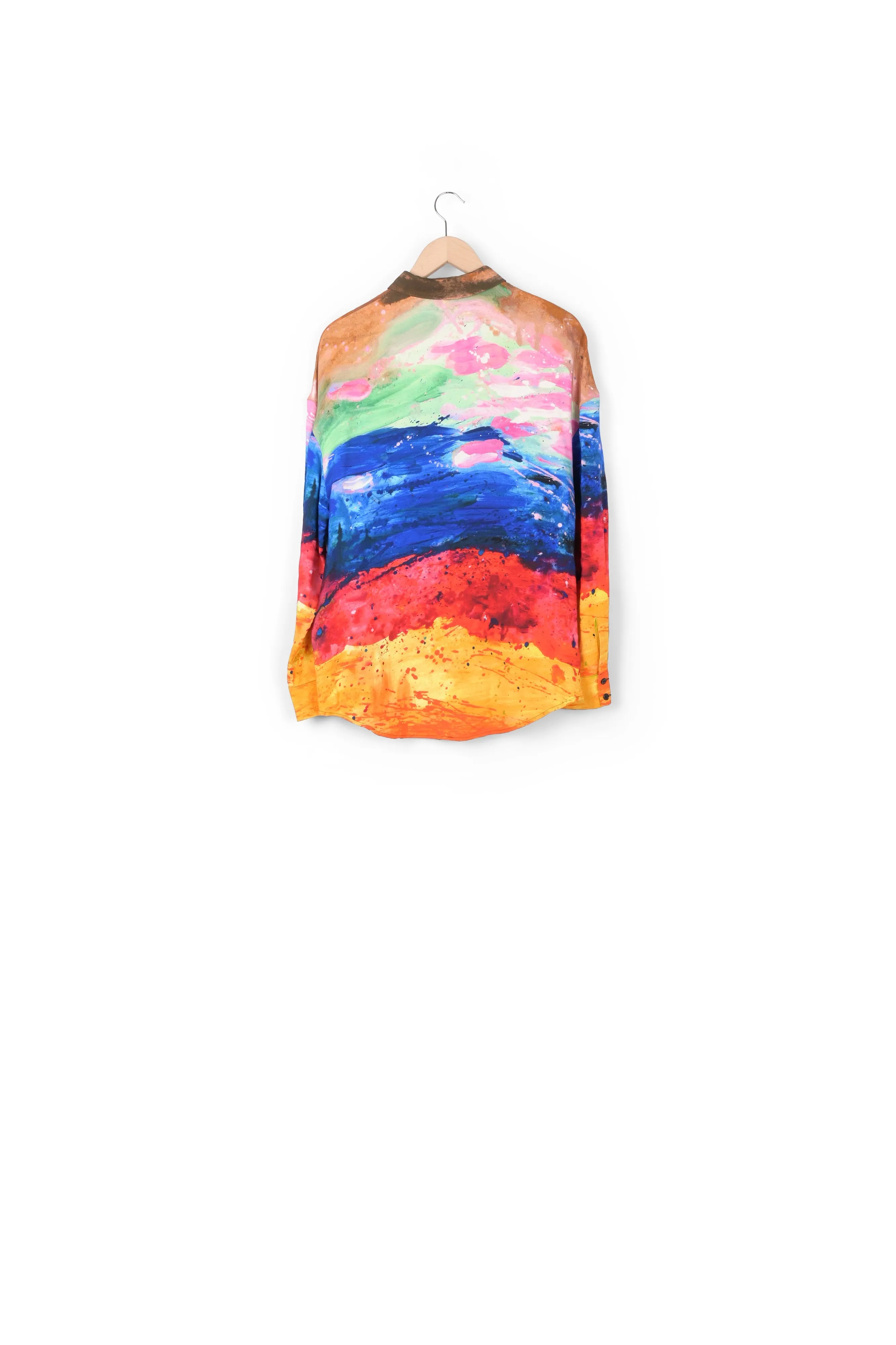 Multicolored oversized satin shirt