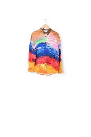 Multicolored oversized satin shirt