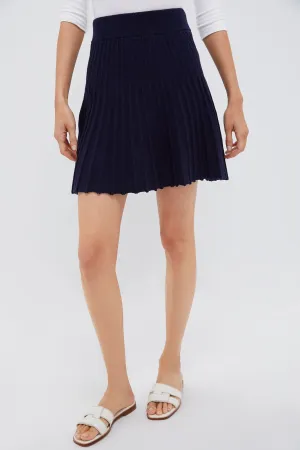 Navy Knit Pleated Saylor Skirt
