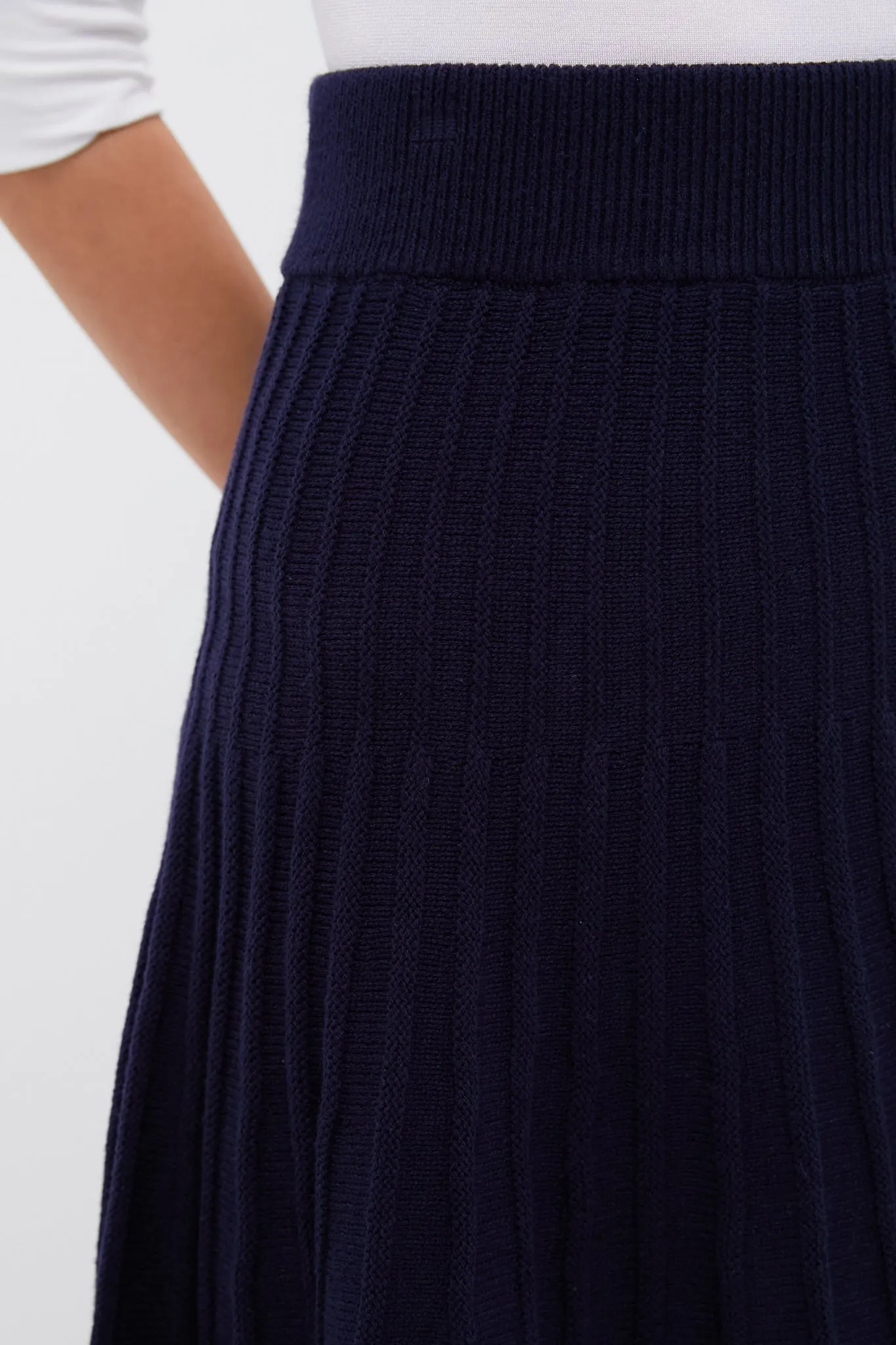 Navy Knit Pleated Saylor Skirt