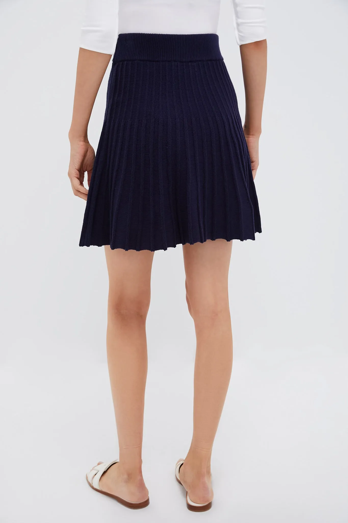 Navy Knit Pleated Saylor Skirt