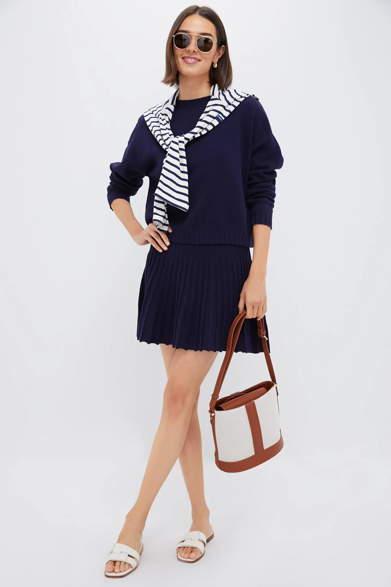 Navy Knit Pleated Saylor Skirt