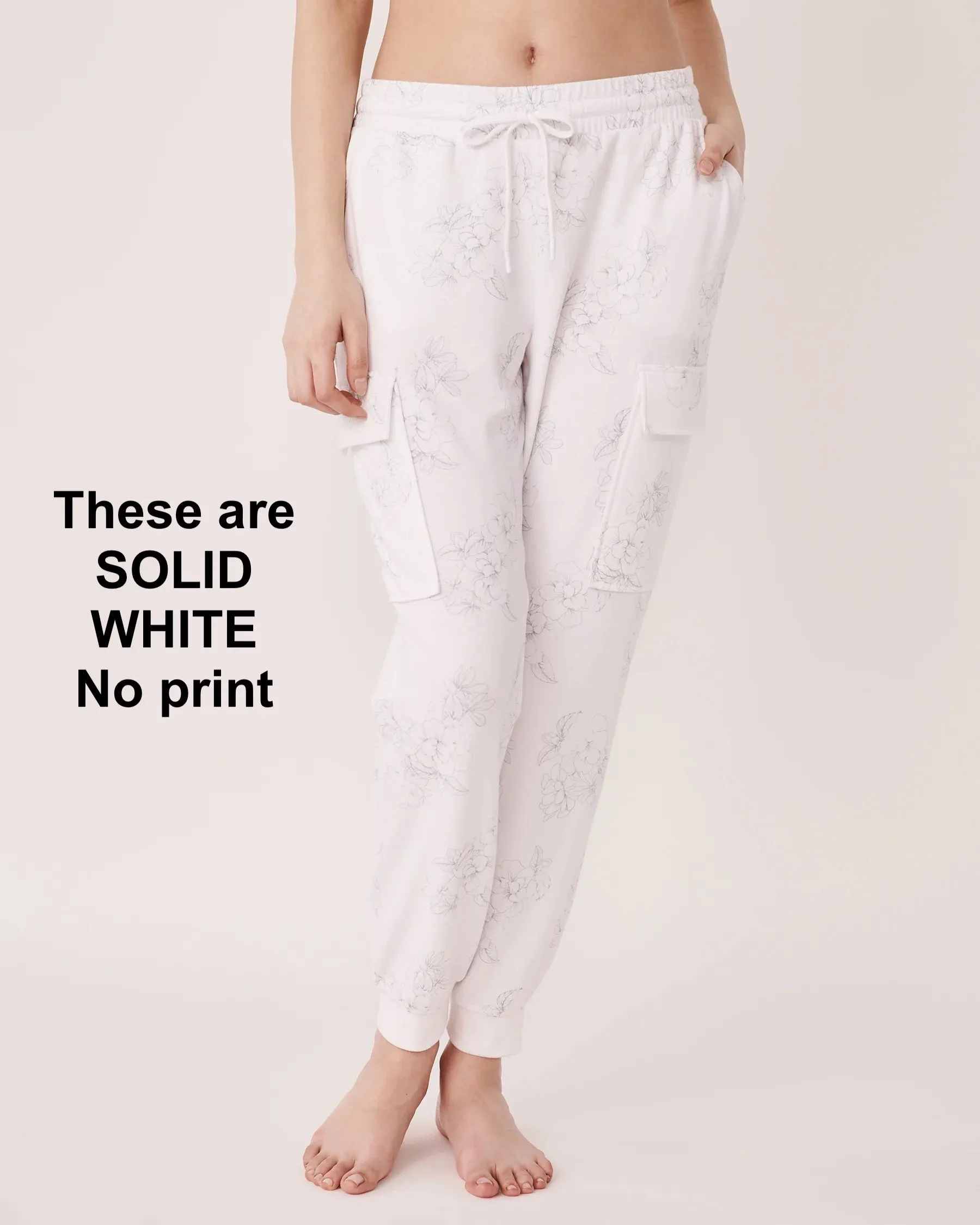 New La Vie En Rose BODY MIND SOUL Jogger Style Pants in SOLID White, Sz L