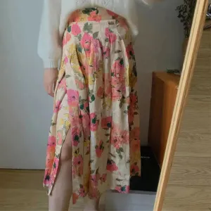 New Spring Summer Retro Pattern Midi Floral Pleated Skirt