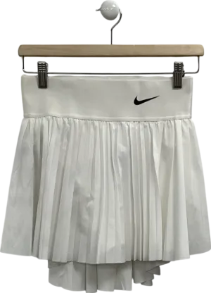 Nike White Dri-fit Pleated Mini Skirt With Dipped Hem UK S